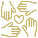 A square image of hands and a heart.